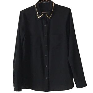 FOREVER 21 black button down shirt S